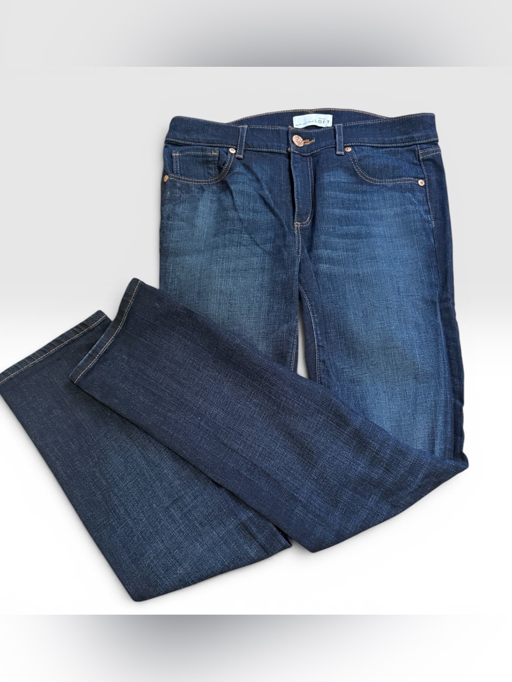 LOFT Modern Straight Jeans Womens Size 29/8 Dark Wash Stretch Denim EUC